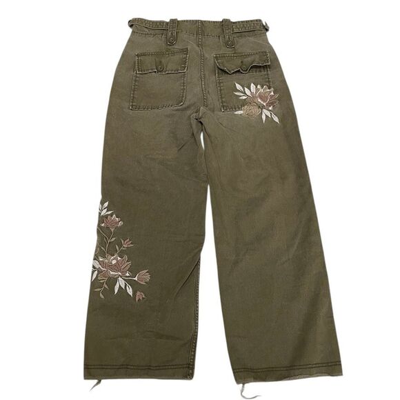 FREE PEOPLE Embellished Dusk Crop Jean Green Size 2 - Picture 3 of 9